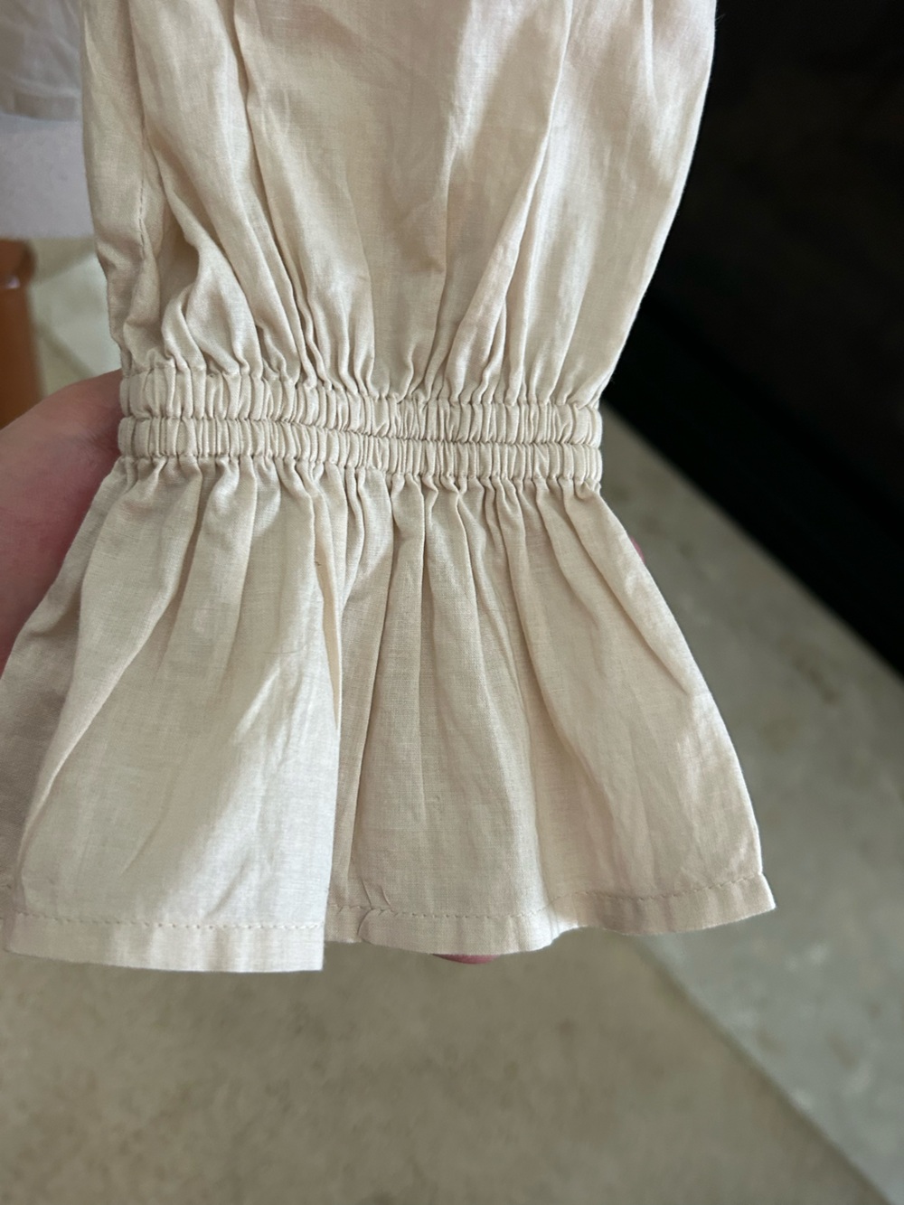 Merlette Majorelle Cream Smocked Yoke Blouse with a Elegant Ruffle Neck - Picture 8 of 12